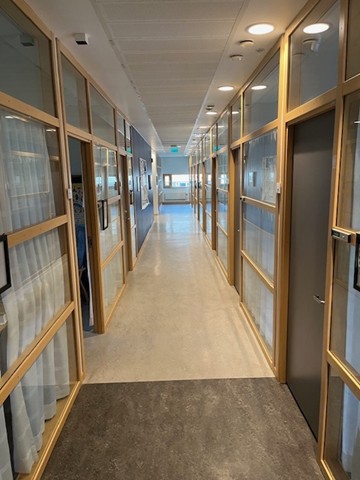 Bild på en korridor på Östra Sjukhuset i Göteborg